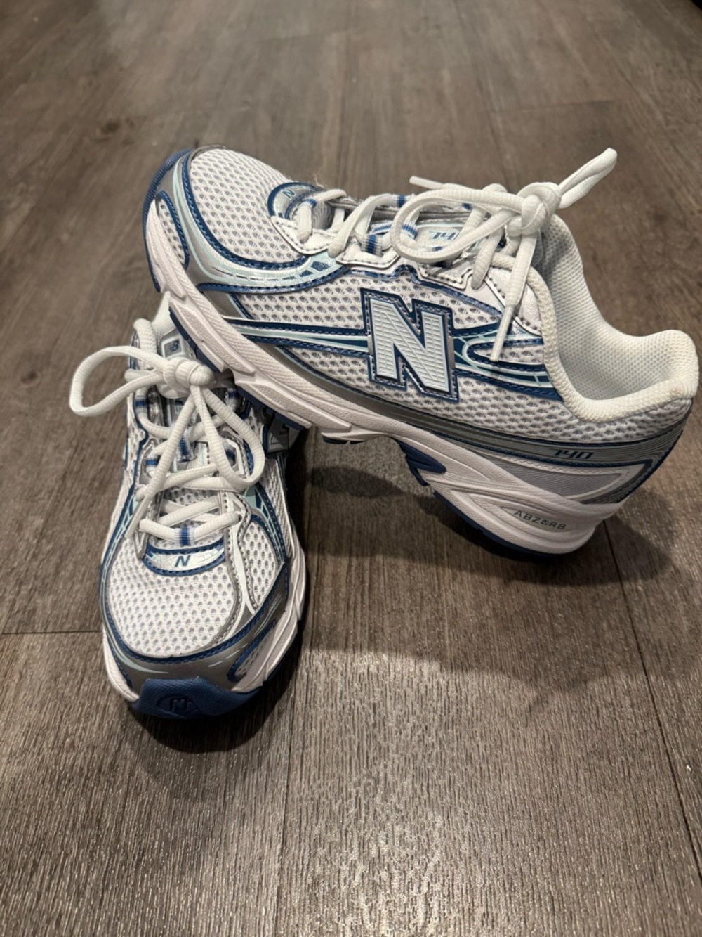 New Balance White and Blue Kids' Running Sneakers